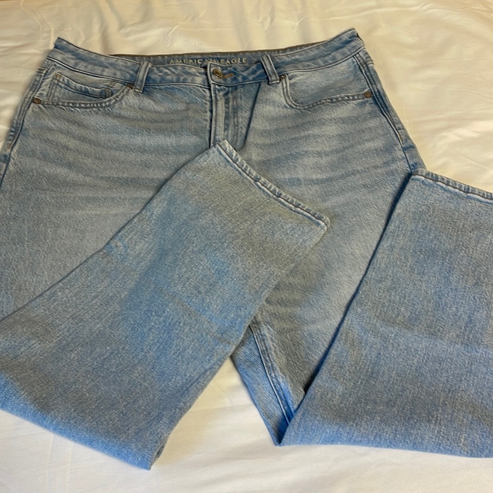 AEO Light Vintage Wash Strigid Mom Jean